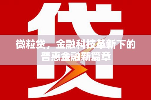 堆龙德庆微粒贷，金融科技革新下的普惠金融新篇章